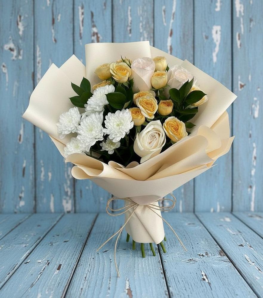 Букет цветов из: Розы и Хризантемы в Бессергеневской