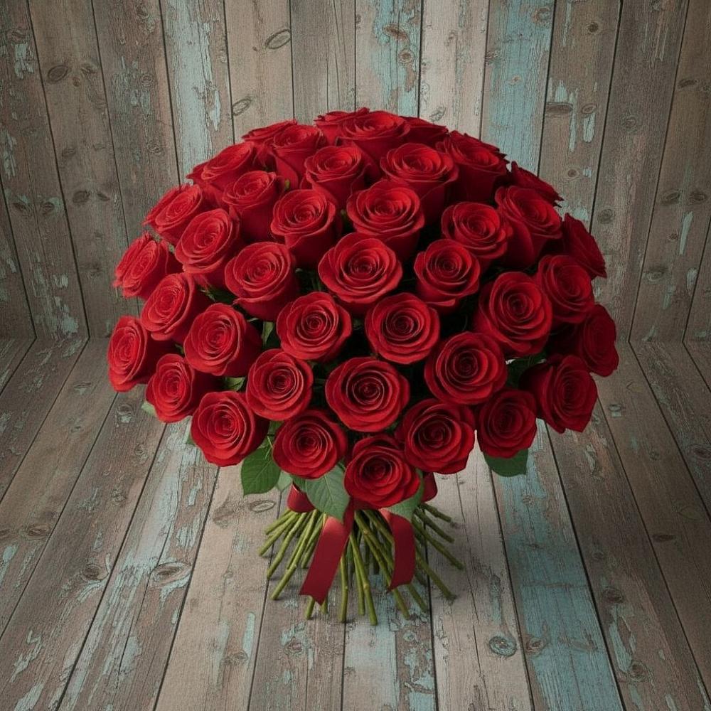 Букет 55 Красных роз Фридом в Бессергеневской