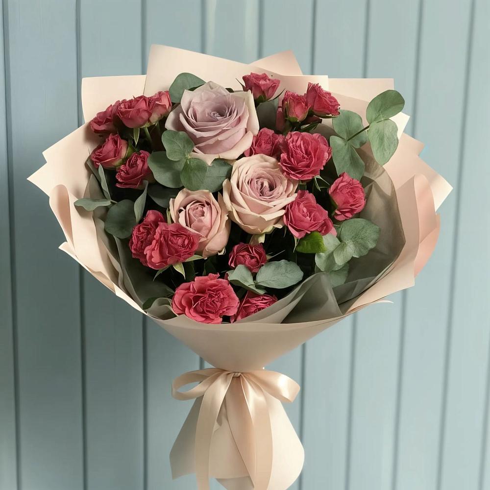 Букет цветов из: Гвоздики и Розы в Бессергеневской