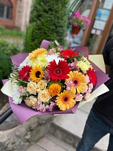 Букет цветов из:  Герберы, Ромашки, Хризантемы, Розы и Подсолнухи #REPLACE_PRED# Бессергеневской