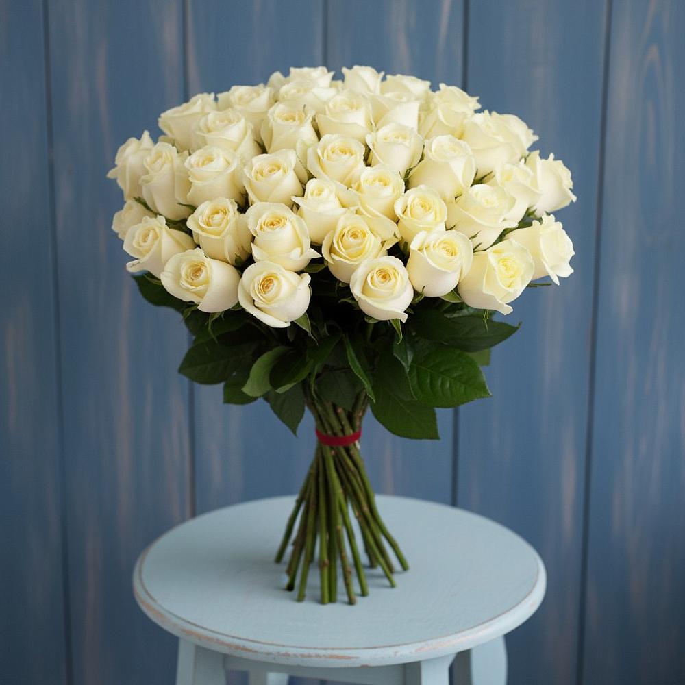 Букет 51 Белая роза Эдлесс Лав в Бессергеневской