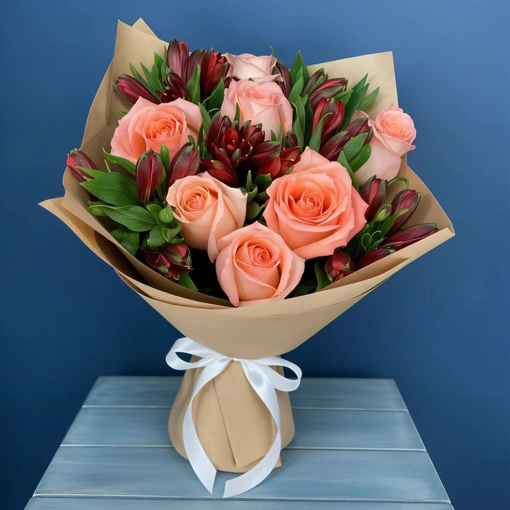 Букет цветов из: Розы и Альстромерии в Бессергеневской