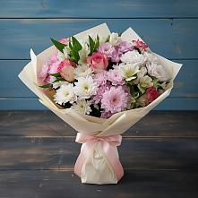 Букет цветов из:  Хризантемы, Альстромерии и Розы в Бессергеневской