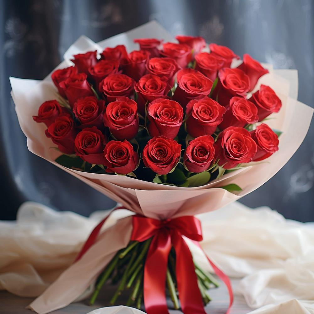 Букет 31 Красная роз Эдлесс Лав в Бессергеневской