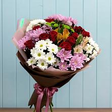 Букет цветов из:  Розы, Хризантемы и Альстромерии в Бессергеневской