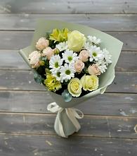 Букет цветов из:  Альстромерии, Розы и Хризантемы в Бессергеневской